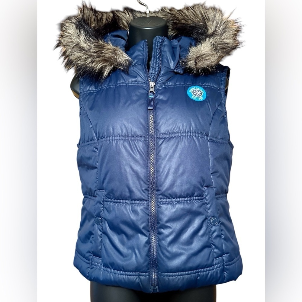 Girls Aeropostale size large puffer vest with detachable faux fur hoodie